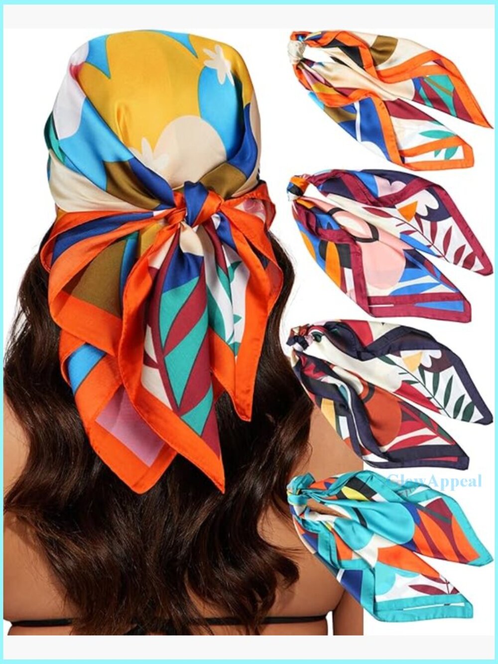 4-Pack Satin Head Scarves 27.5 Inches Lightweight Hair Bandanas Neck Wrap